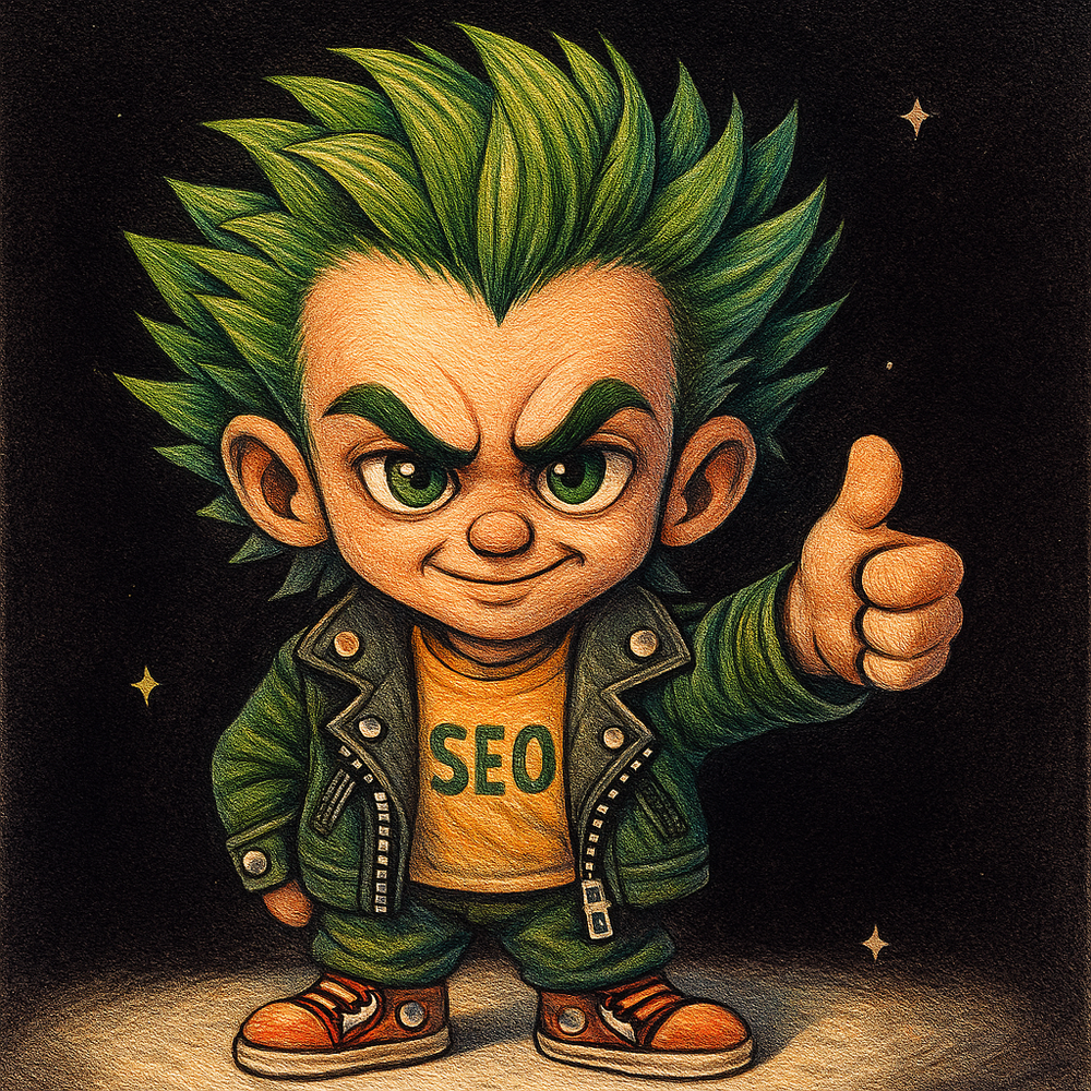 Green-haired punk mascot, SEO